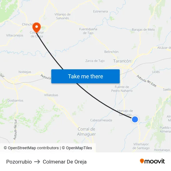 Pozorrubio to Colmenar De Oreja map