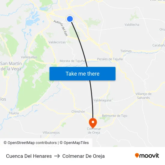 Cuenca Del Henares to Colmenar De Oreja map