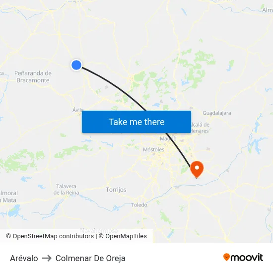 Arévalo to Colmenar De Oreja map
