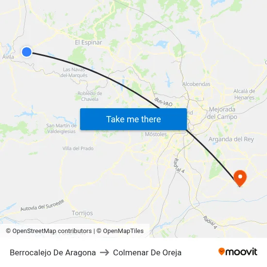 Berrocalejo De Aragona to Colmenar De Oreja map