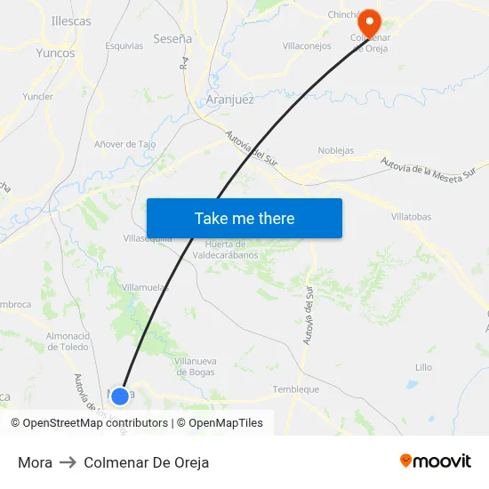 Mora to Colmenar De Oreja map