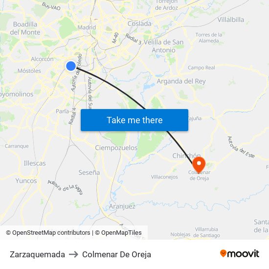 Zarzaquemada to Colmenar De Oreja map