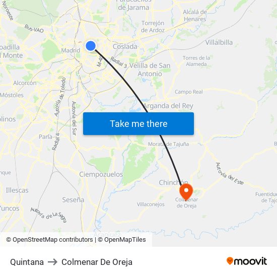 Quintana to Colmenar De Oreja map