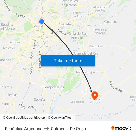 República Argentina to Colmenar De Oreja map