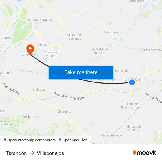 Tarancón to Villaconejos map