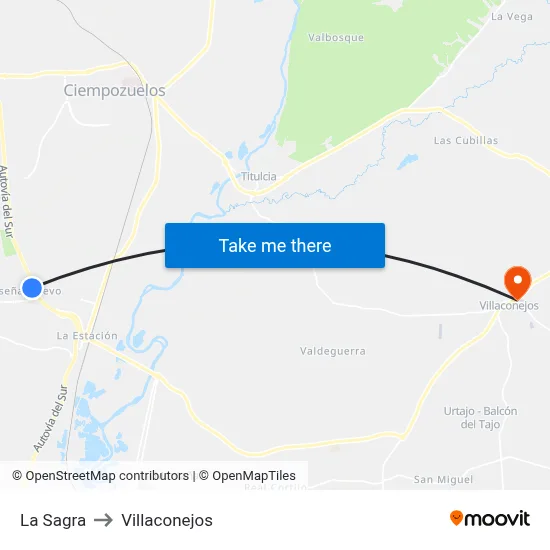 La Sagra to Villaconejos map