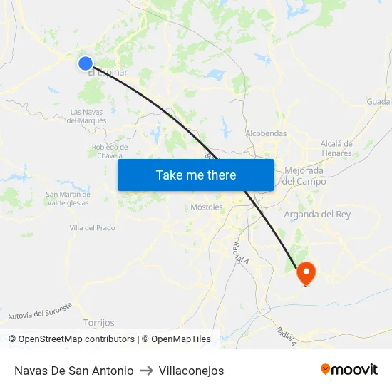 Navas De San Antonio to Villaconejos map