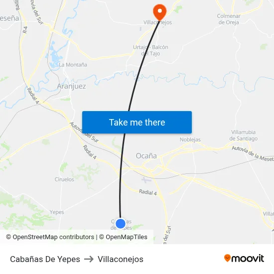 Cabañas De Yepes to Villaconejos map