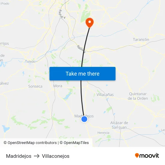 Madridejos to Villaconejos map