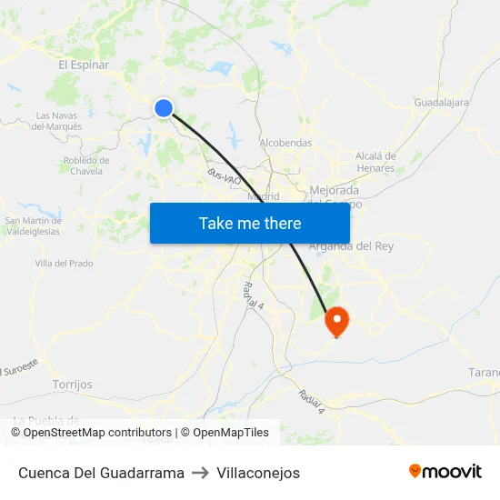 Cuenca Del Guadarrama to Villaconejos map