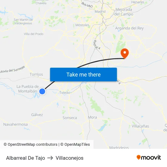 Albarreal De Tajo to Villaconejos map