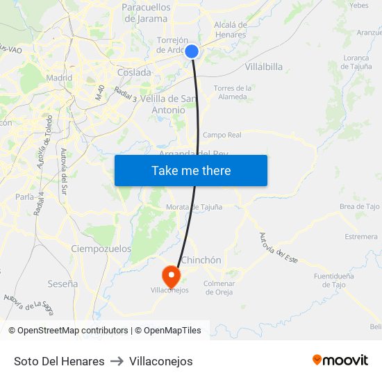 Soto Del Henares to Villaconejos map