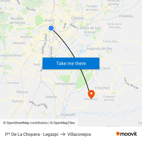 P.º De La Chopera - Legazpi to Villaconejos map