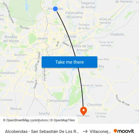 Alcobendas - San Sebastián De Los Reyes to Villaconejos map
