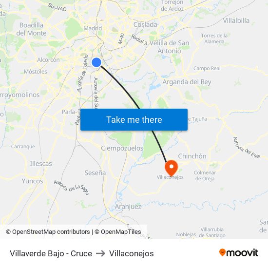Villaverde Bajo - Cruce to Villaconejos map