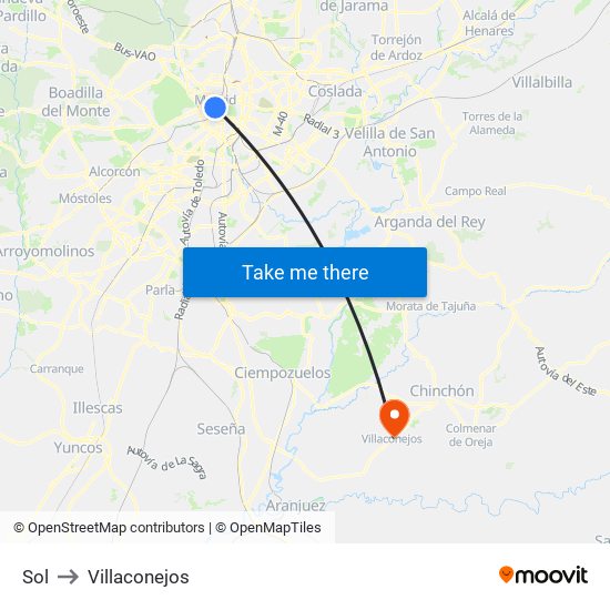 Sol to Villaconejos map