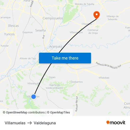 Villamuelas to Valdelaguna map