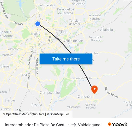 Intercambiador De Plaza De Castilla to Valdelaguna map