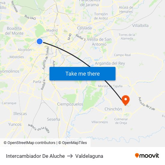 Intercambiador De Aluche to Valdelaguna map