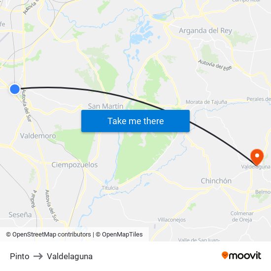 Pinto to Valdelaguna map