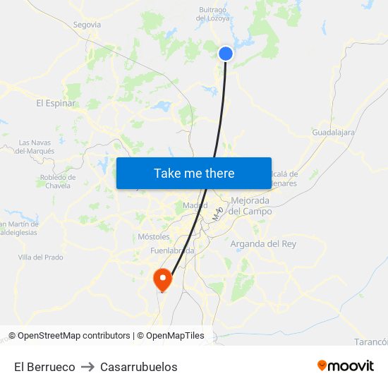 El Berrueco to Casarrubuelos map