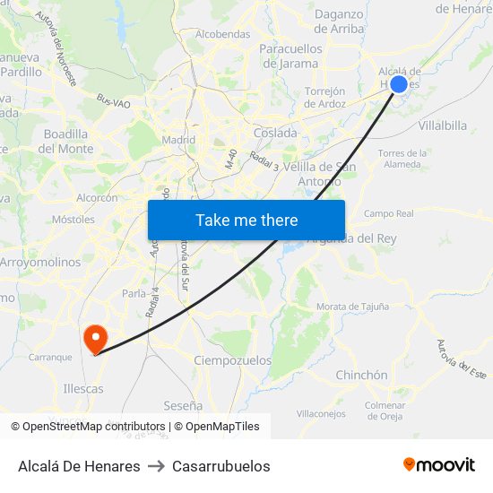 Alcalá De Henares to Casarrubuelos map