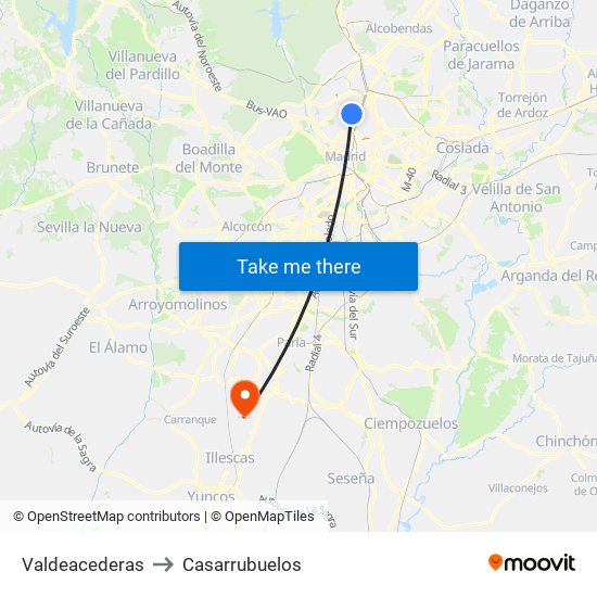 Valdeacederas to Casarrubuelos map