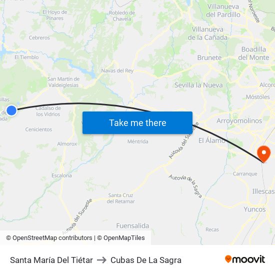Santa María Del Tiétar to Cubas De La Sagra map