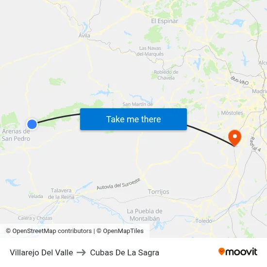 Villarejo Del Valle to Cubas De La Sagra map