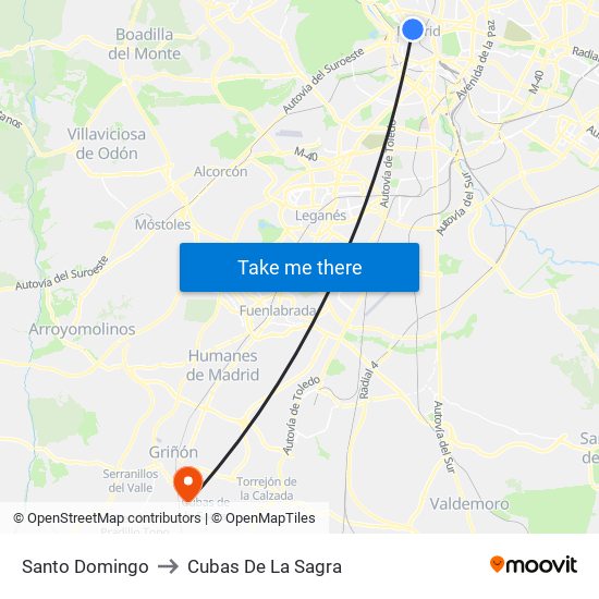 Santo Domingo to Cubas De La Sagra map