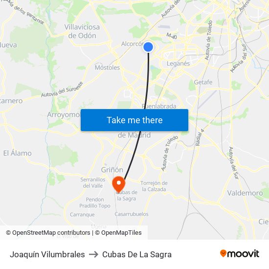 Joaquín Vilumbrales to Cubas De La Sagra map