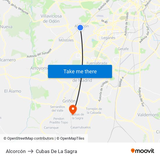 Alcorcón to Cubas De La Sagra map