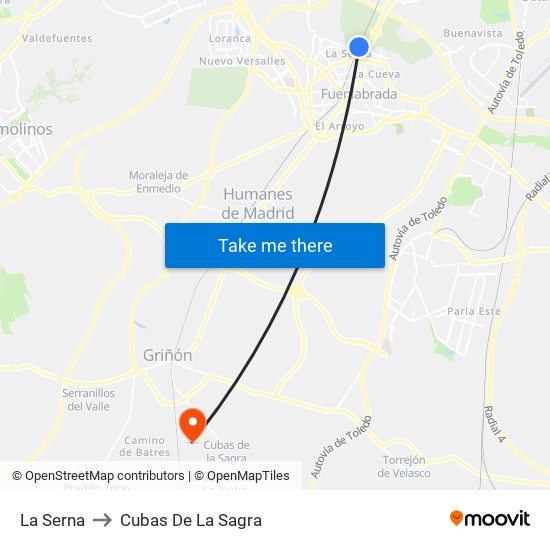 La Serna to Cubas De La Sagra map