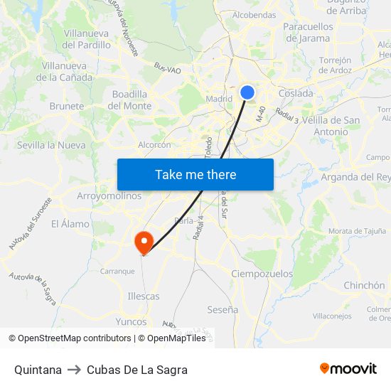 Quintana to Cubas De La Sagra map