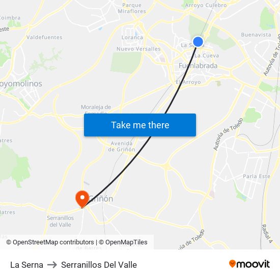 La Serna to Serranillos Del Valle map