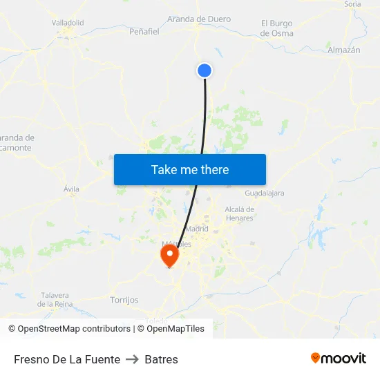 Fresno De La Fuente to Batres map