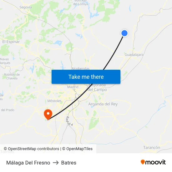 Málaga Del Fresno to Batres map