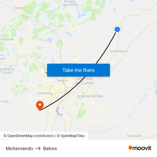 Mohernando to Batres map
