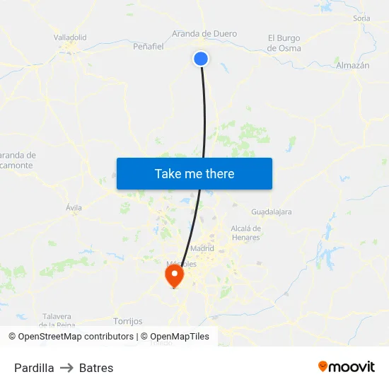 Pardilla to Batres map