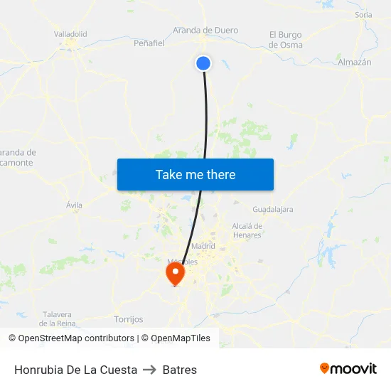Honrubia De La Cuesta to Batres map