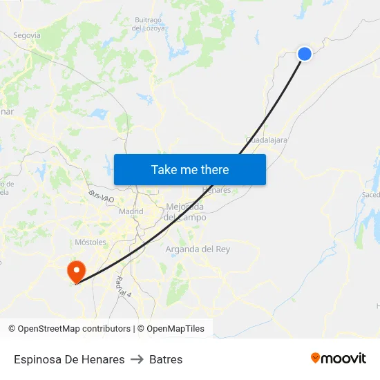 Espinosa De Henares to Batres map