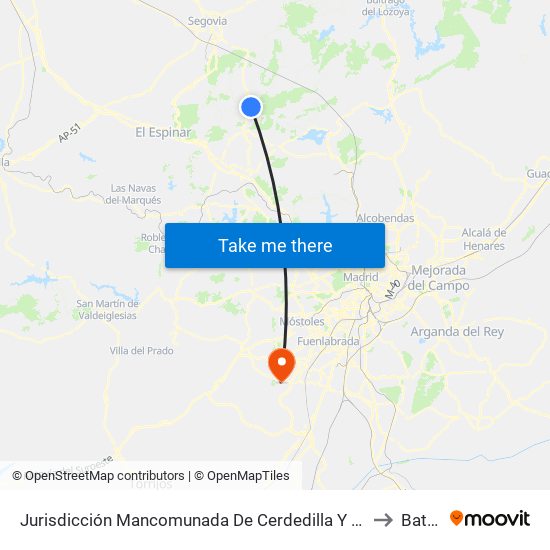 Jurisdicción Mancomunada De Cerdedilla Y Navacerrada to Batres map