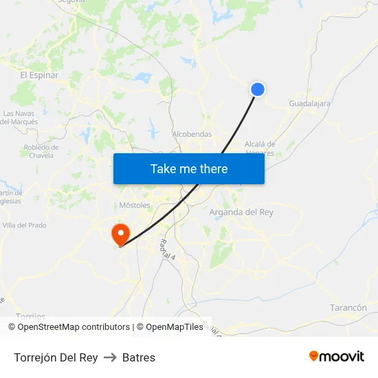 Torrejón Del Rey to Batres map