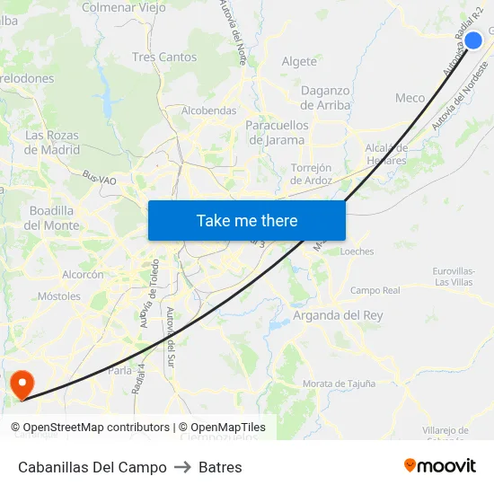 Cabanillas Del Campo to Batres map