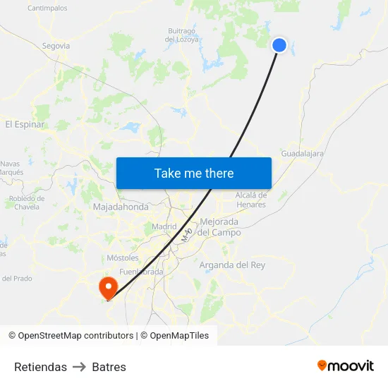 Retiendas to Batres map