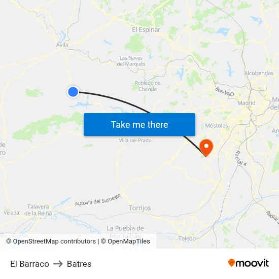 El Barraco to Batres map