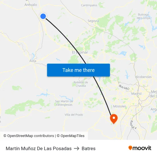 Martín Muñoz De Las Posadas to Batres map