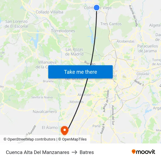 Cuenca Alta Del Manzanares to Batres map