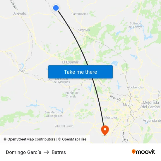 Domingo García to Batres map