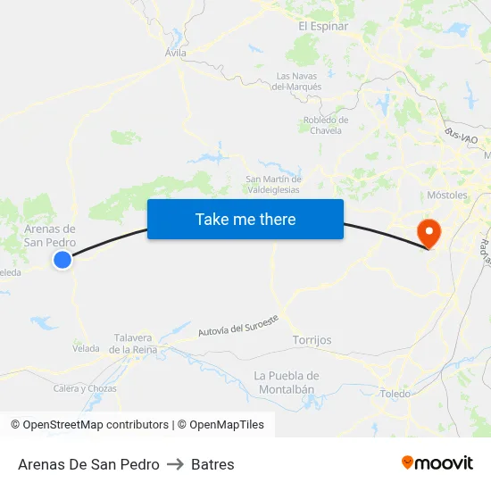 Arenas De San Pedro to Batres map